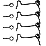 4 Pack 2.5-Inch Swivel Cabin Hook and Eye Latch – Carbon Steel Door and Window Lock with Mounting Screws, Rust-Resistant for Gate, Closet, Shed, Cabinet (Black)