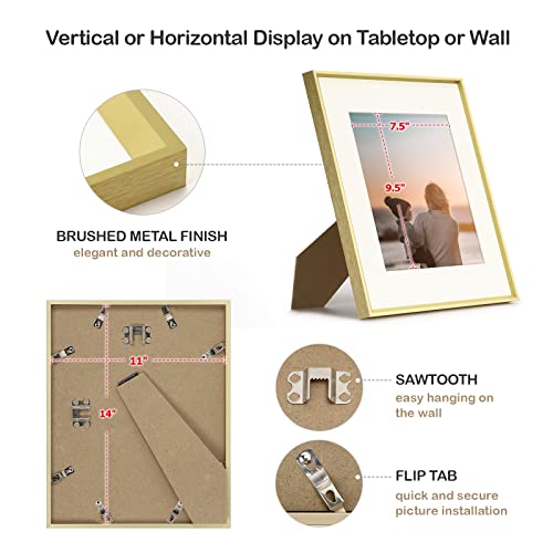Folkor 11X14 Gold Picture Frame With Mat For 8X10, 11 By 14 Metal Frame With Stand, Tabletop Or Wall Mounting, 11X14 Photo Frame For Posters/Prints/Landscape/Portrait/Gallery Wall Art (Gold, 1 Pack) #TOP2