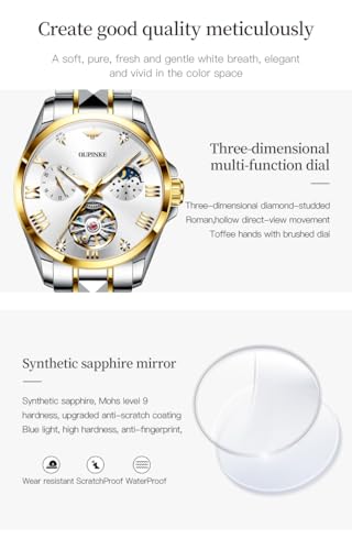 Image of OLEVS Womens Automatic Watch Gold Luxury Diamond Self Winding Ladies Wrist Watches Waterproof Luminous Date
