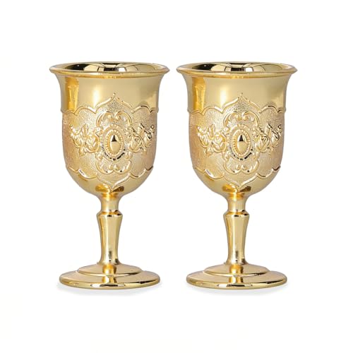 Leopacat Verre à Calice Vintage, Gobelet De Tasses Vin En Métal Doré Tasse Liqueur Coupe D'église D'autel Sacré Verres pour la Maison Voyages Décoration...