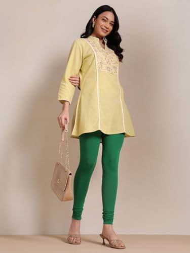 Image of TWIN BIRDS Tailored Cut and Classic Fit Super Stretchable Elastane Fabric Churidar Leggings for Women