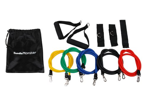 Bundle Monster 5pc Color Coded Latex Resistance Exercise Bands Ankle Band Set for Yoga, Gym, P90X Workout Fitness