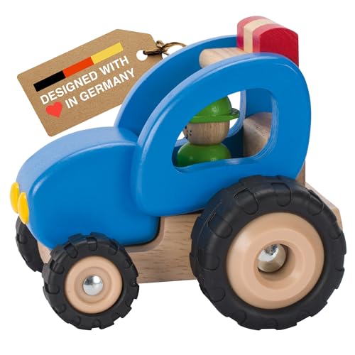 Giocattoli da fattoria per bambini 1-3 - Ispira il gioco fantasioso della fattoria abbinando questo trattore in legno con fienili, animali e altri veicoli per narrazione creativa e gioco di finzione.