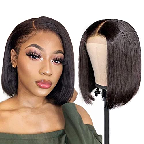 Bob Wig Human Hair Glueless Straight Short Bob Wigs for Black Women 4x4 Lace Closure Wigs Brazilian Human Hair 150% Density 8Inch