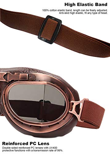 Image of Peicees Vintage Helmet Goggles Motorcycle Goggles Bike Motorcross Pilot Goggle