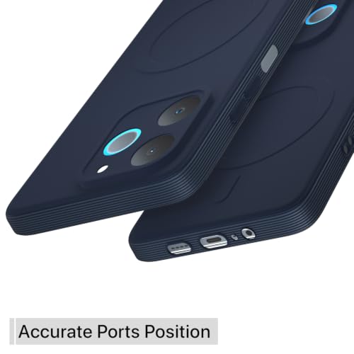 Image of Outlouders Back Cover for Realme P4 Lite 4G Soft Matte Silicone Cover with Slim Fit | Mag-Safe Logo (Not Mag-Safe Compatible) | Shockproof | Camera Protection Bumper Case (Blue)