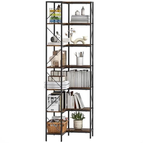 HOMCOM Libreria Angolare a 7 Livelli dal Design Industriale con