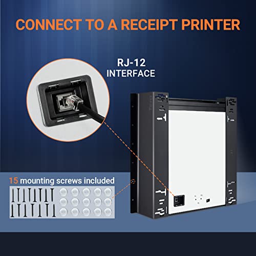 Tera 16" Auto Open Cash Register Drawer With Universal Under Counter Mounting Metal Brackets (Round Corner) Heavy Duty Insert Tray 5 Bill 8 Coin Removable Cash Tray For Pos Small Businesses Store 405R #TOP4