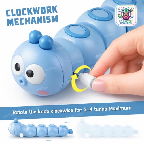 Image of Zest 4 Toyz Wind-Up Caterpillar Toy for Kids Insect Figurines Play Push Toy for Boys & Girls Random Color (Pack of 2)