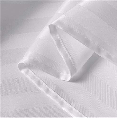 S·lattye Extra Long Washable Shower Curtain Liner Bathroom Waterproof Fabric Cloth Polyester (Best Hotel Quality Friendly Damask Stripe) With Curved Plastic Hooks Set - 72 X 84, White #TOP5