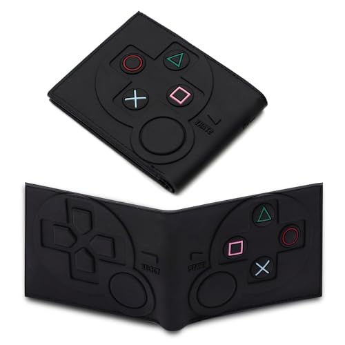 Image of Game Controller Wallets For 6-8 /8-10 /9-12 /12-14 Boys,Kids,Teen Bifold Wallet Multiple Card Slots and Coin Pocket Gamepad Silicone And PU Leather Surface Video Game Kids Wallet in Black