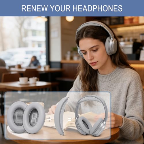 Kit de reemplazo GEVO para auriculares Bose QC35 y QC35 II (QuietComfort 35 II) | Almohadillas para orejas y diadema, mayor comodidad, pieza de reparación, instalación fácil con herramientas incluidas - Plata miniatura 5