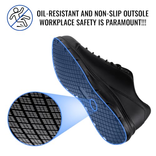 Image of LARNMERN Men's Non Slip Chef Shoes Slip On Leather Footwear