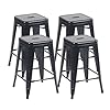 Younike metal barstools set of 4 counter height bar stools 24 inches indoor outdoor patio home kitchen dining stool modern industrial backless stackable bar chair black  urban country home decor