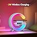 DEECOZY Mini Wireless Charger Atmosphere Lamp, Bluetooth Speaker LED Table Lamp, 10 Lights Mode Dimmable Night Light Bedside Lamp Alarm Clock with Music for Christmas Birthday Valentines Day Gifts