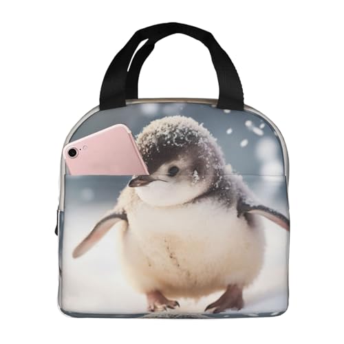 Xtygety Young Penguin Print Reusable Lunch Box Lunch Tote Bags Insulated Lunch Bag For Work Outdoor Adventures