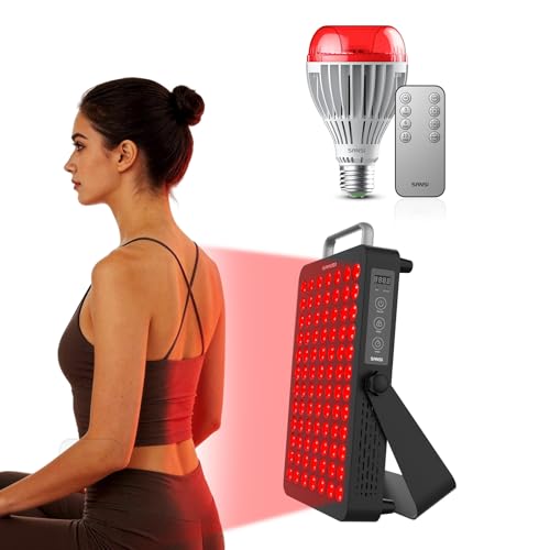 SANSI 120W Red Light Therapy Panel, 660nm 850nm Infrared Therapy Light for Body Face & SANSI 25W 670nm Red Light Bulb for Sleep Therapy, Zero Blue Light for Melatonin Promoting Natural Sleep