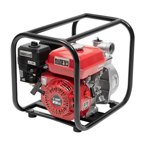 212CC Gas-Powered Trash Water Pump with Hose Kit- 2 Inch | 7.5HP, 4-Stroke Engine - Ideal for Irrigation from Lake, Pool Draining (2 inch)