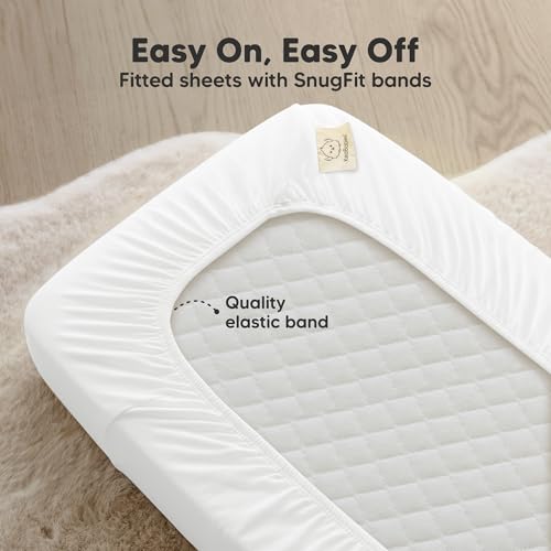 Image of 2pk Organic Bassinet Sheets, Compatible with Baby Delight (Soft White) | 100% Cotton Bassinet Sheets for Boys, Girls, 32 x 21 Rectangle Baby Bassinet Mattress Sheets, Soft Breathable Bedside Cover