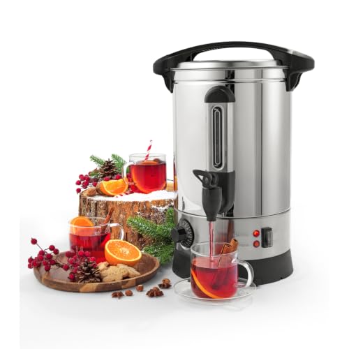 GILES & POSNER EK2907 Electric Water Dispenser Urn| 1500W| 7L |Adjustable Thermostat| Ideal for Tea, Coffee, Hot Cider, Mulled Wine & More, Wine, Stainless Steel