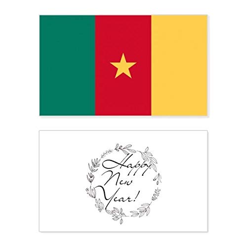 Tarjeta conmemorativa de Año Nuevo de Camerún con bandera nacional