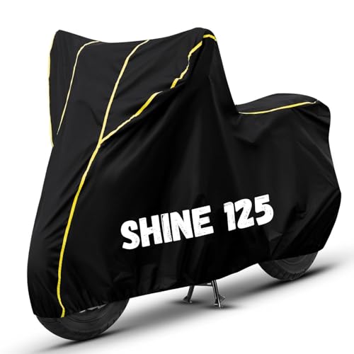 Image of Bike Cover for Shine 125 100% Waterproof, Dustproof & Scratch Resistant| Fully Bottom Elastic UV Resistant Heavy Duty Body Cover | All Weather Outdoor Use