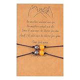 Cadeau Largeur Anneaux Les Perles magnétiques de calcul biliaire Noir attirent Les Perles Lumineuses Bracelet Femme Couple Papier Carte amitié tissé Bracelet Ensemble (D, One Size)