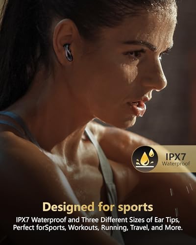 Image of Wireless Earbuds, 5.3 Headphones 40Hrs Playtime with Charging Case, Waterproof Stereo in-Ear Earphones with Microphone for iPhone Android Cell Phone Sports Workout, Black