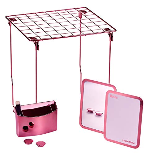 LockerMate 7-Piece Locker Organizer Kit, Includes Locker Shelf, Mirror, Whiteboard, Storage Cup & Dry Erase Marker - Rose Gold