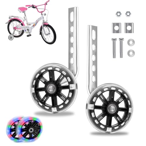 GothicBride - Estabilizadores universales para bicicleta de niños, ruedas flash, estabilizadores para bicicleta de niños de 12, 14, 16, 18, 20 pulgadas, ruedas auxiliares, estabilizadores para