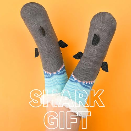 Image of Liitrsh 2 Pairs Fuzzy Slipper Socks with Grippers Animal Sock Sherpa Lining Warm Plush Animal Lover Gift for Valentine's Day