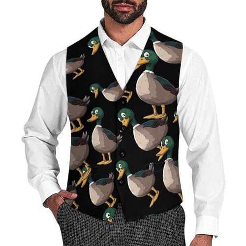 Mallard Duck Men's Suit Vests Dress Vest V-Neck Waistcoat Slim Business Formal with Pocket - Main Image