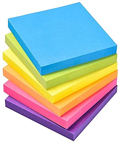 Image of Peeplvalue 400 Sticky Notes (5 Mix Colors-80 Sheets Each Color) Fluorescent Paper Self Adhesive and Removable Sticky Notes,Page Marker Bookmarks Sticks Securely, 3 x 3 inch