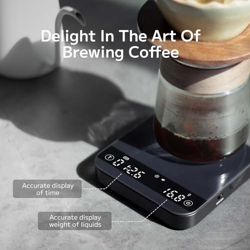 Coffee Scales with Timer, 4 Modes Mini Digital Espresso Scale, 0.1g High Precision Coffee Weighing Scale with Flow Rate for Pour-over Coffee, Rechargeable Kitchen Scales, Max 2kg, Black - Image 5