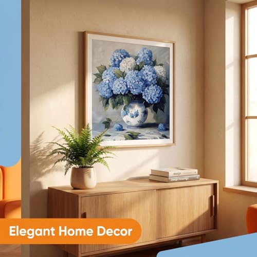 Image of WUSARPLY Flower Stamped Cross Stitch Kits for Beginners Adults | Hydrangea Needlepoint Counted Cross Stitch Kits for Adults Patterns Dimensions Needlecrafts Embroidery Kits Arts and Crafts