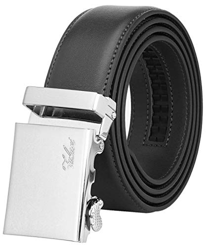 Image of Falari Men Unisex Genuine Leather Ratchet Dress and Casual Belt, Automatic Sliding Buckle, Trim to Fit