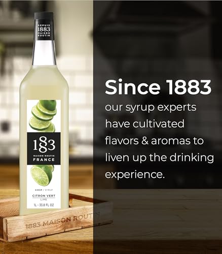 Image of 1883 Lime Syrup for Drinks, Made in France, 1 Liter Glass Bottle
