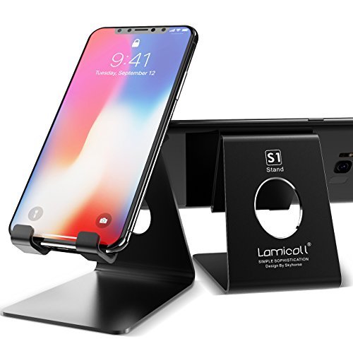 Cell Phone Stand, Lamicall Phone Stand : [2 Pack] Desktop Holder Cradle, Dock Compatible with Switch, all Android Smartphone, Phone 6 6s 7 8 X Plus 5 5s 5c, Universal Accessories Desk - Black