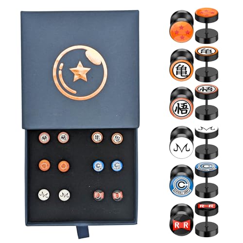 6 Pairs Dragon Warrior Cosplay Anime Plug Earrings Jewelry for Men and Women | Fake Gauge Earring2