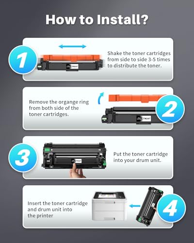 INK4U TN243 Tóner de Repuesto para Brother TN247 Compatible para Brother MFC-L3770CDW MFC-L3710CW DCP-L3550CDW HL-L3210CW HL-L3230CDW(Negro)