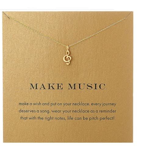 CrownOfRibbons Collar de Notas Musicales, Clave de Sol, Regalo de joyería para Ella