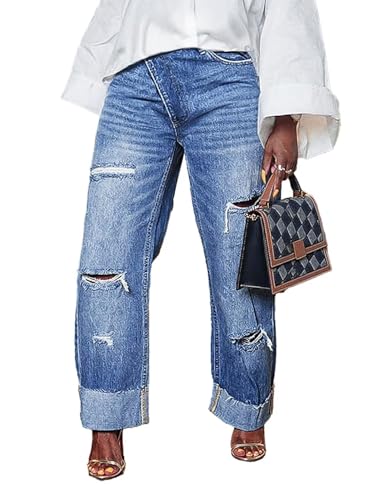 Flamingals Straight Leg High Rise Asymmetrical Waist Crossover Cut Out Baggy Barrel Jeans