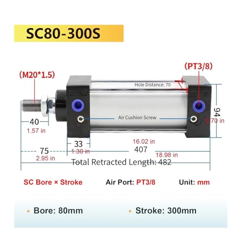 Vérin pneumatique double effet SC80 anti-vibration alésage 80 - 3