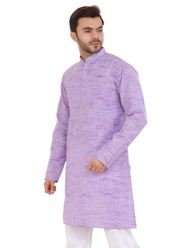 Image of LatestPlus Men's Solid Cotton Blend Ethnic Wear Regular Full Sleeve Kurta