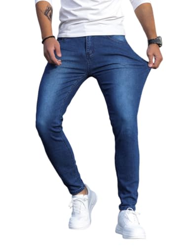 Oanviso Jeans de Vaqueros Hombre Skinny Denim Jean Hip Hop Slim Fit Pantalone Moda Elásticos Pantalón Largo Vaquero Ajustados A Azul Oscuro XL