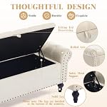 51" Storage Bench for Bedroom, Upholstered Ottoman Bench, Chenille Beige - Image 4