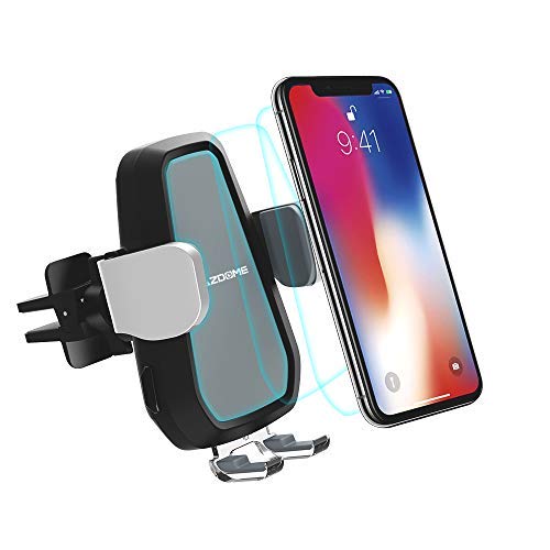 AZDOME Caricatore Wireless Auto 10W, 7.5W, 5W, Ricarica Wireless in Auto ai bocchettoni dellAria, Supporto Smartphone Fino a 6,5 per iPhone X/XS/XR/Max, iPhone 8/8Plus, Samsung Galaxy S9/S8/S7/S6