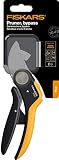 Fiskars Sekator nożycowy, Plus PowerLever, P721, Do świeżych gałęzi, Powłoka nieprzywierająca, Ostrza ze stali nierdzewnej, Długość: 21 cm, Czarny/Pomarańczowy, 1057170