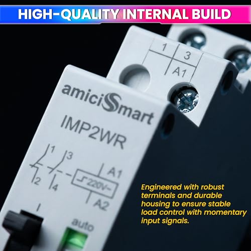 Image of amiciSmart 16A Impulse Relay, 2 Pole 230VAC Latching Relay for Line Control