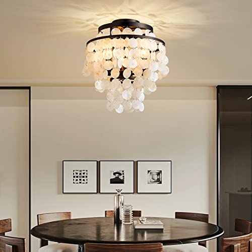 Agv Lighting Cl008G Shell Ceiling Light, Perfect For Living Room, Bedroom, Dining Room, D13 X H15, 3-Lights, Matte Black Finish #TOP6